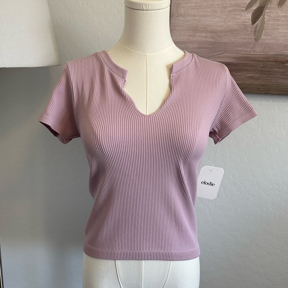 Elodie Purple Ribbed Top